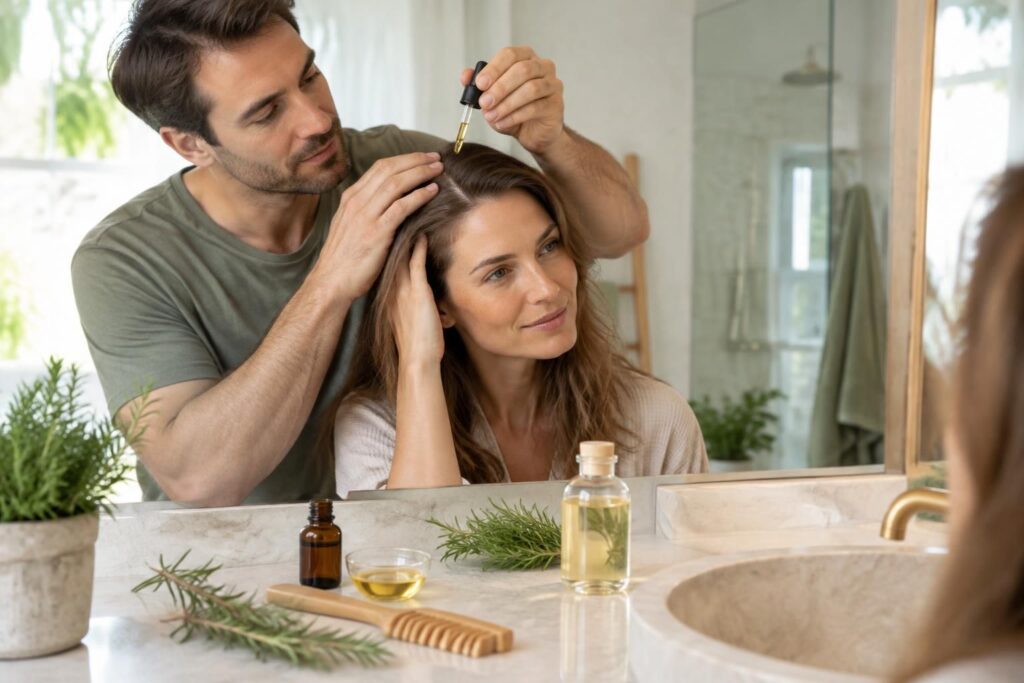 découvrez quelles huiles essentielles peuvent aider à limiter la chute des cheveux chez l’homme et la femme, ainsi que les précautions d’utilisation.